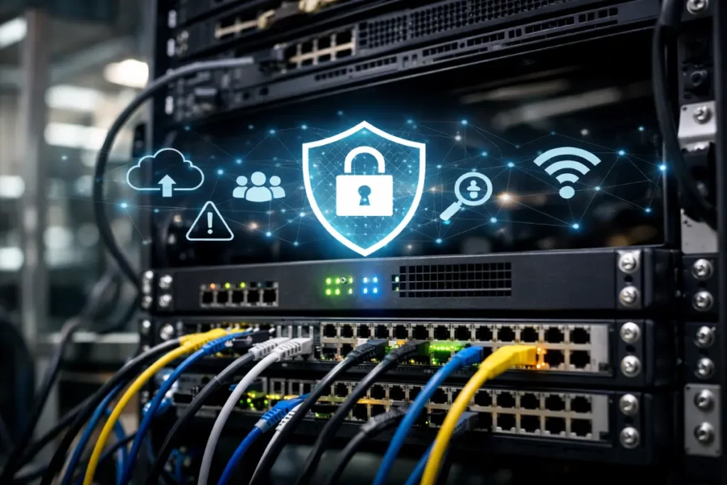 seguridad informática en red empresarial con firewall profesional